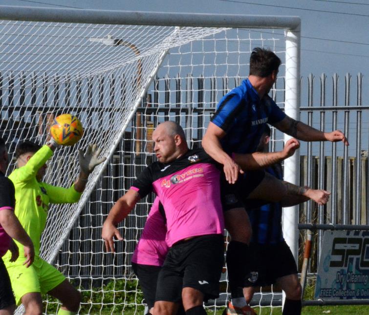 GREAT SAVE - Monkton keeper Taylor Gullam pulled off a superb reaction save to deny Mark Jones at a corner